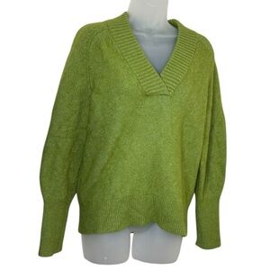 Nordstrom Womens Baby Alpaca Wool Blend V-Neck Raglan Sweater - Green Sz Small